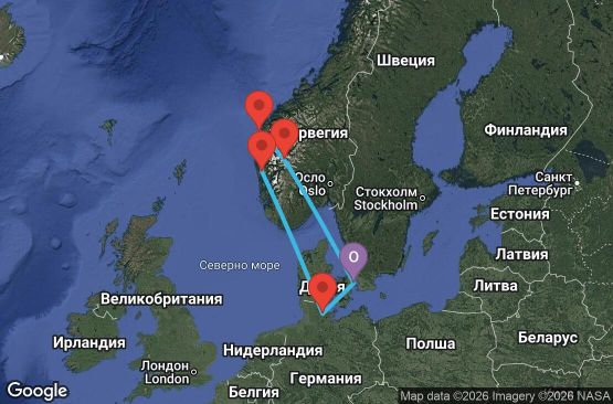 Маршрут на круиз 7 дни Дания, Норвегия, Германия - CPH07A2S