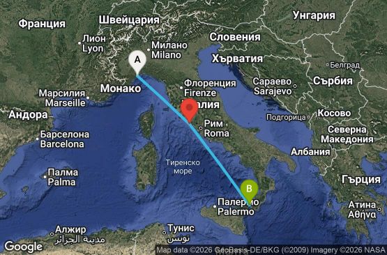 Маршрут на круиз 2 дни Италия - SVN02A3K