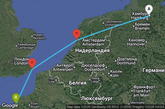 Маршрут на круиз Germany, England, France - HAM04A00