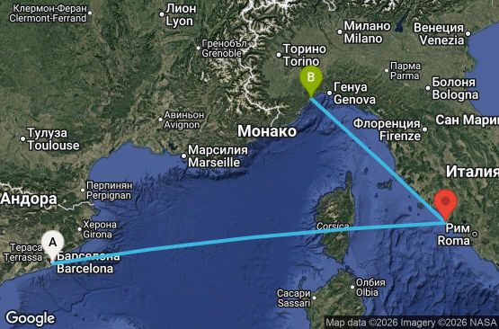 Маршрут на круиз 3 дни Испания, Италия - BCN03A4D