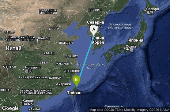 Маршрут на круиз 3 дни Южна Корея, Тайван - UZ79