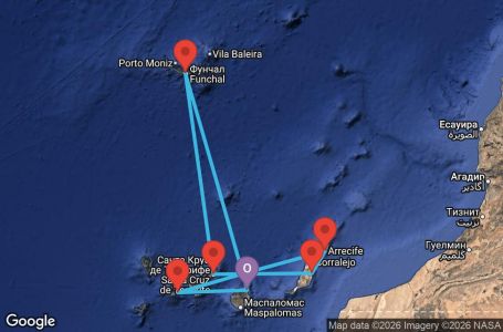 Маршрут на круиз 7 дни Испания, Португалия - LPA07A1K