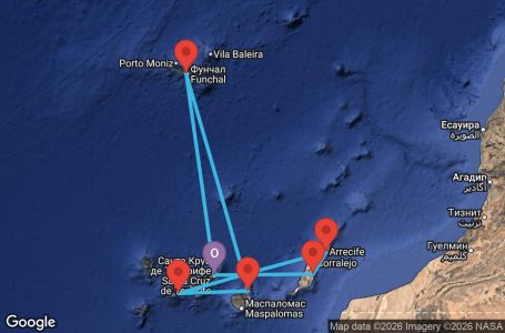 Маршрут на круиз 7 дни Испания, Португалия - TCI07A2E