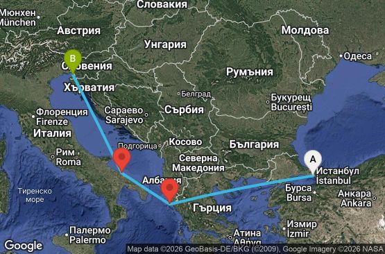 Маршрут на круиз 4 дни Турция, Гърция, Италия - UYOU