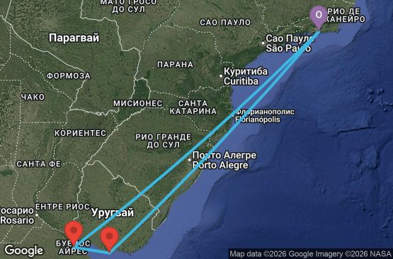 Маршрут на круиз 7 дни Бразилия, Уругвай, Аржентина - UZB2