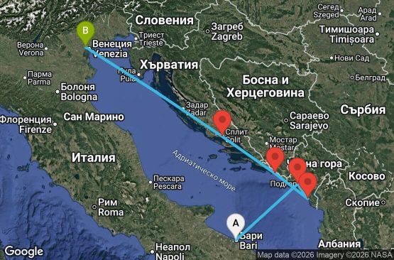 Маршрут на круиз Italy, Montenegro, Croatia - BRI06A0L