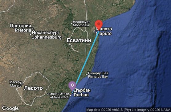 Маршрут на круиз 3 дни Южна Африка, Мозамбик - UW76