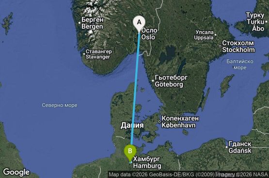 Маршрут на круиз 2 дни Норвегия, Германия - UWKL