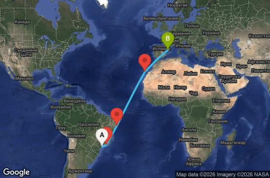 Маршрут на круиз 14 дни Бразилия, Испания - UY8X