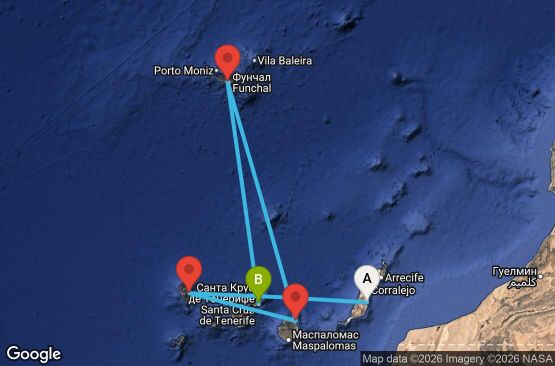 Маршрут на круиз 7 дни Испания, Португалия - UVRA