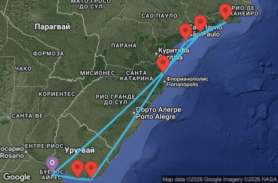 Маршрут на круиз Argentina, Uruguay, Brazil - BUE10A01