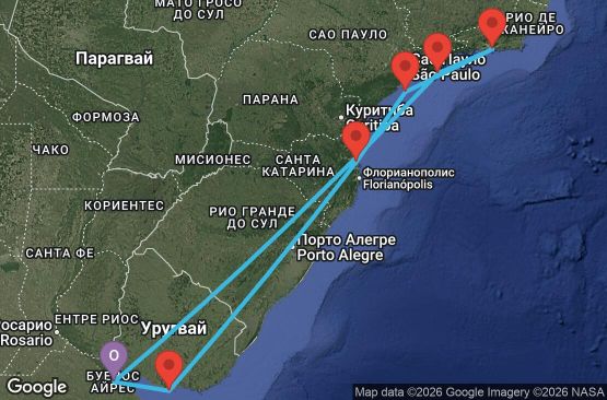 Маршрут на круиз Argentina, Uruguay, Brazil - BUE09A0C