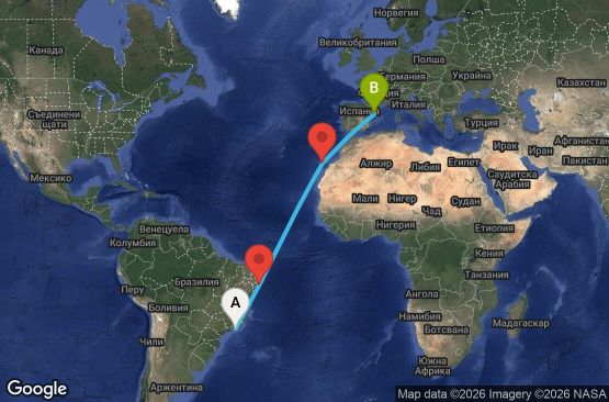 Маршрут на круиз 13 дни Бразилия, Испания - UY9D