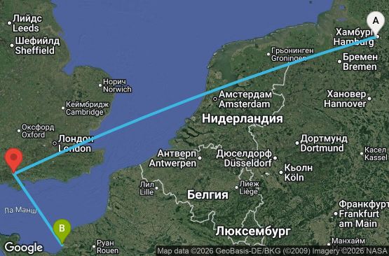 Маршрут на круиз 3 дни Германия, Великобритания, Франция - UZ18