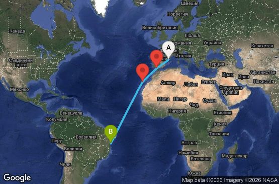 Маршрут на круиз 11 дни Испания, Бразилия - UZCQ