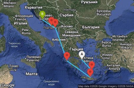 Маршрут на круиз Greece, Montenegro, Croatia - ATH07A27