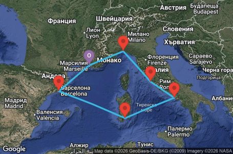 Маршрут на круиз France, Spain, Italy - MRS07AA3