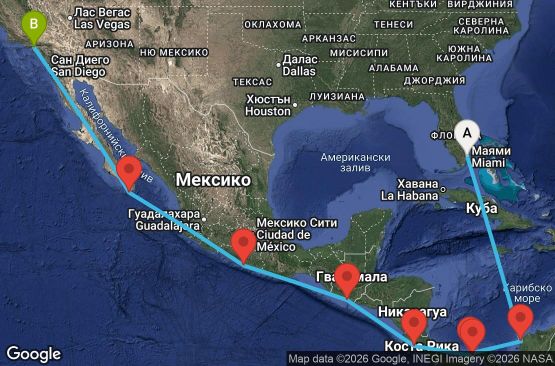 Маршрут на круиз 15 дни От Източното до Западното крайбрежие през Панамския канал - ENRP15CNNMIALAX