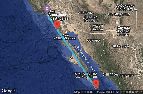 Маршрут на круиз 5 дни Мексиканска ривиера от Лос Анжелис - ENMX05CNNLAXLAX