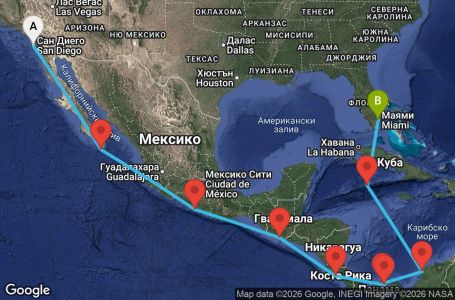 Маршрут на круиз 16 дни Круизен преход през Панамския канал - STAR16CNNSANMIA