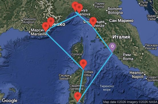 Маршрут на круиз 8 дни Италия, Франция - EX20270524CVVCVV