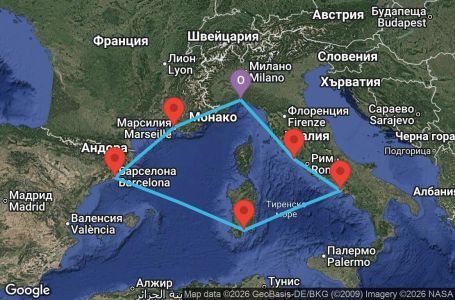 Маршрут на круиз 7 дни Италия, Франция, Испания - GOA07A2Y