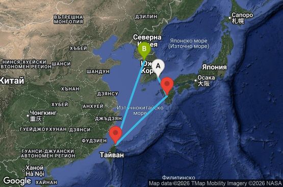 Маршрут на круиз 5 дни Южна Корея, Япония, Тайван - PUS05081