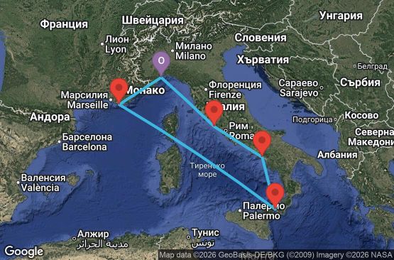 Маршрут на круиз 6 дни Италия, Франция - SVN06A3B