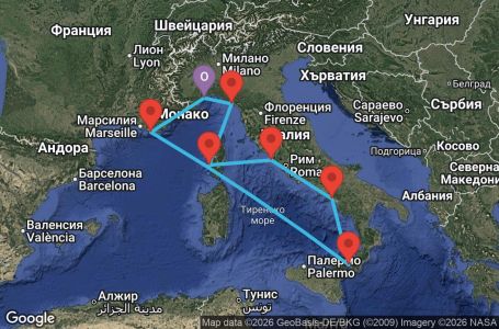 Маршрут на круиз 8 дни Италия, Франция - SVN08A0P