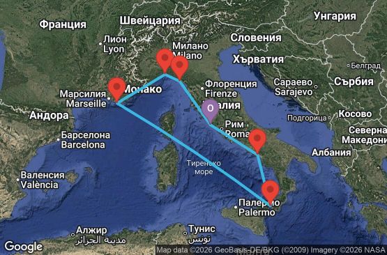 Маршрут на круиз 7 дни Италия, Франция - CIV07AA2