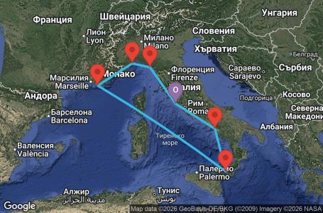 Маршрут на круиз 7 дни Италия, Франция - CIV07AAL