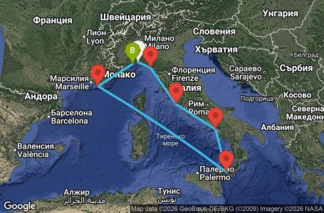 Маршрут на круиз 7 дни Италия, Франция - GOA07A2U