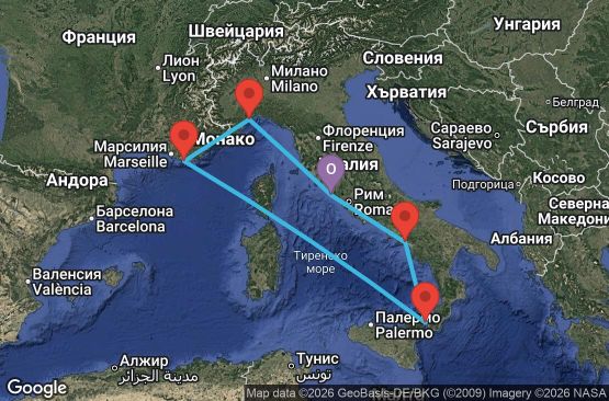 Маршрут на круиз 6 дни Италия, Франция - CIV06A1V