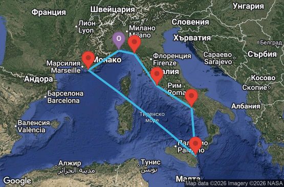 Маршрут на круиз 7 дни Италия, Франция - SVN07A9R