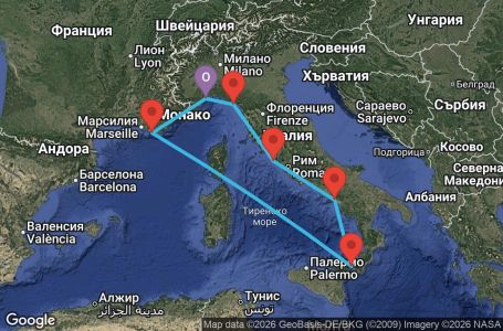 Маршрут на круиз 7 дни Италия, Франция - SVN07A9H