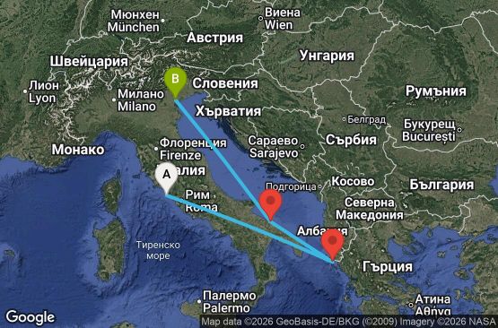 Маршрут на круиз 4 дни Италия, Гърция - CIV04A0V