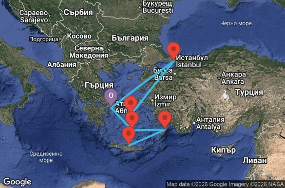 Маршрут на круиз 7 дни Гърция, Турция - ATH07A2C