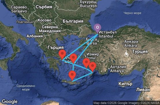 Маршрут на круиз 7 дни Турция, Гърция - IST07A27