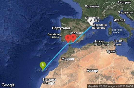 Маршрут на круиз 5 дни Испания - BCN05A3E