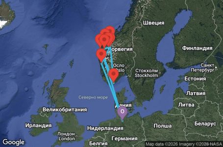 Маршрут на круиз 10 дни Германия, Норвегия - HAM10A0D