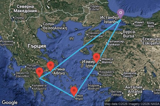 Маршрут на круиз 6 дни Турция, Гърция - IST06A04
