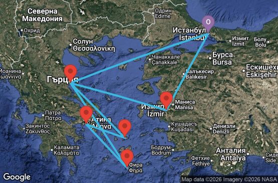Маршрут на круиз 8 дни Турция, Гърция - IST08A0A