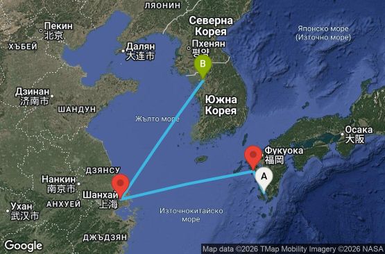 Маршрут на круиз 6 дни Япония, Китай, Южна Корея - KOY06A01