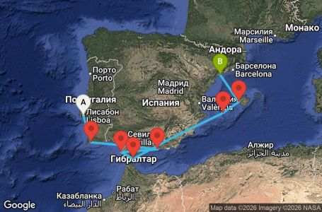 Маршрут на круиз Europe - Other (LIS/TAR) - DAWN07CNNLISTAR