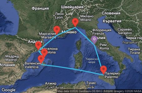 Маршрут на круиз 7 дни Италия, Франция, Испания - CIV07ABA