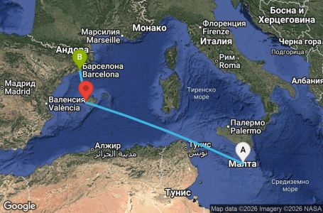 Маршрут на круиз 3 дни Малта, Испания - EX20260612MLABCN