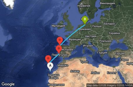Маршрут на круиз 9 дни Испания, Португалия, Германия - MSA2832SEE