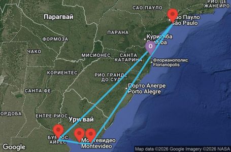 Маршрут на круиз 8 дни Бразилия, Уругвай, Аржентина - UZHY