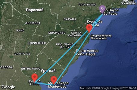 Маршрут на круиз 7 дни Бразилия, Уругвай, Аржентина - UZHT