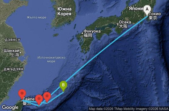 Маршрут на круиз 6 дни Япония, Тайван - UZJA
